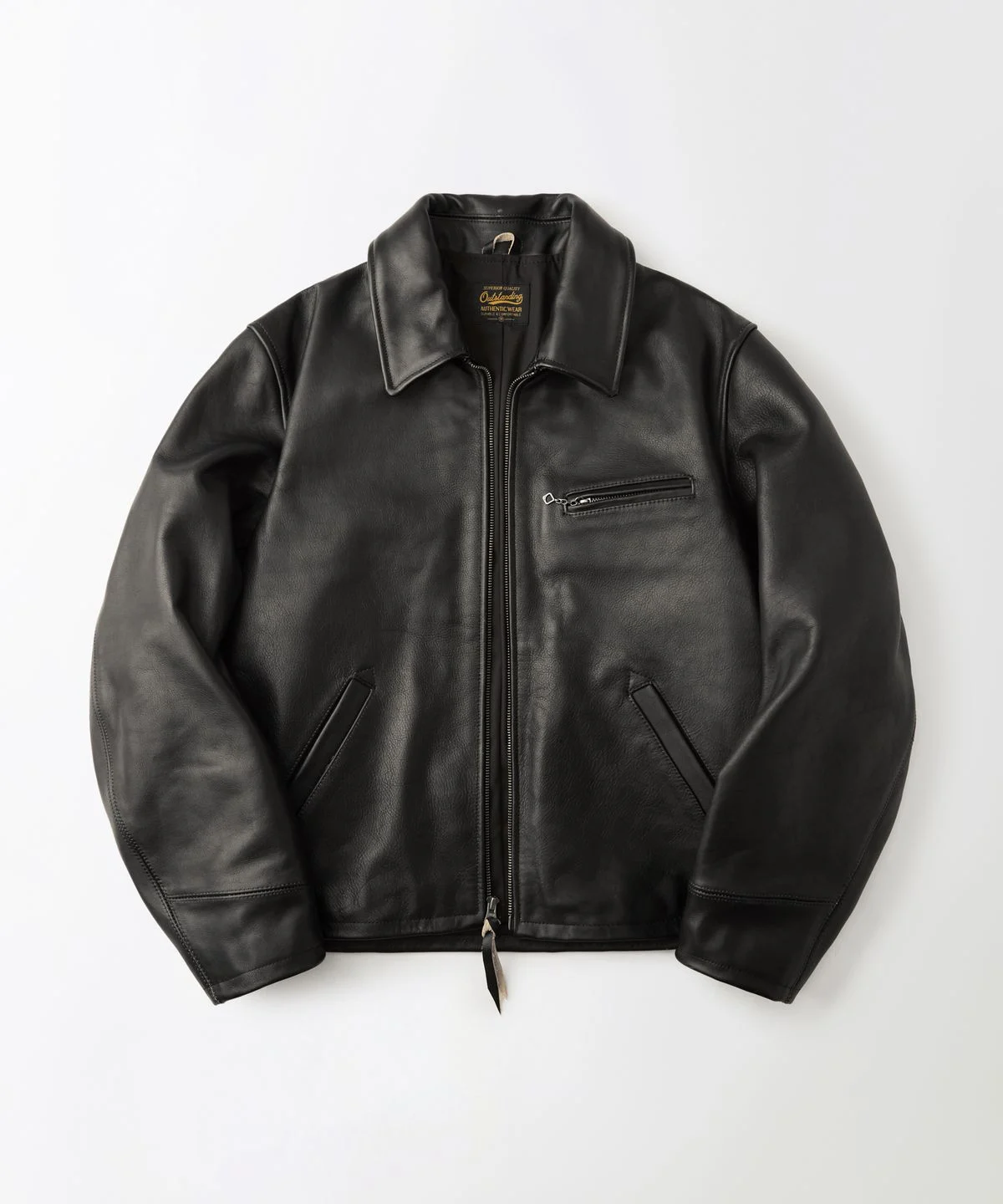 아웃스탠딩 TEA-CORE LEATHER SPORTS JACKET BLACK OS26SSJK15BK 입을수록 갈색 속살이 비치는 에이징의 맛